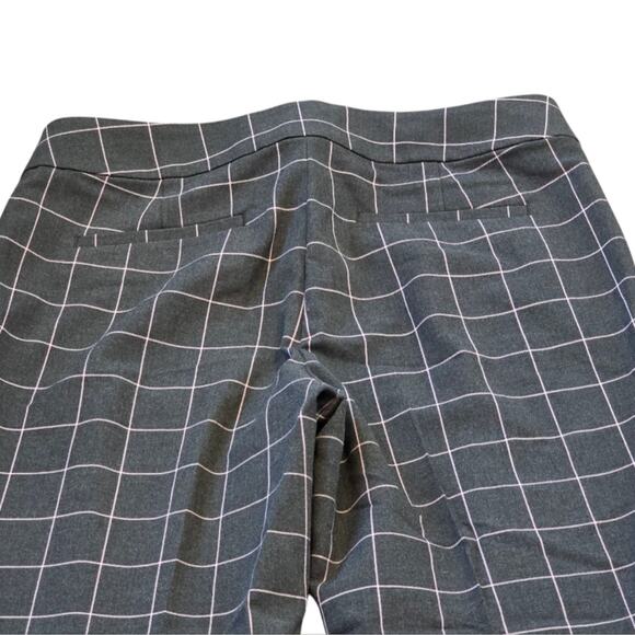 Loft Pink & Grey Windowpane Plaid Straight Leg Career Marisa Pants Size 12 - Picture 8 of 12